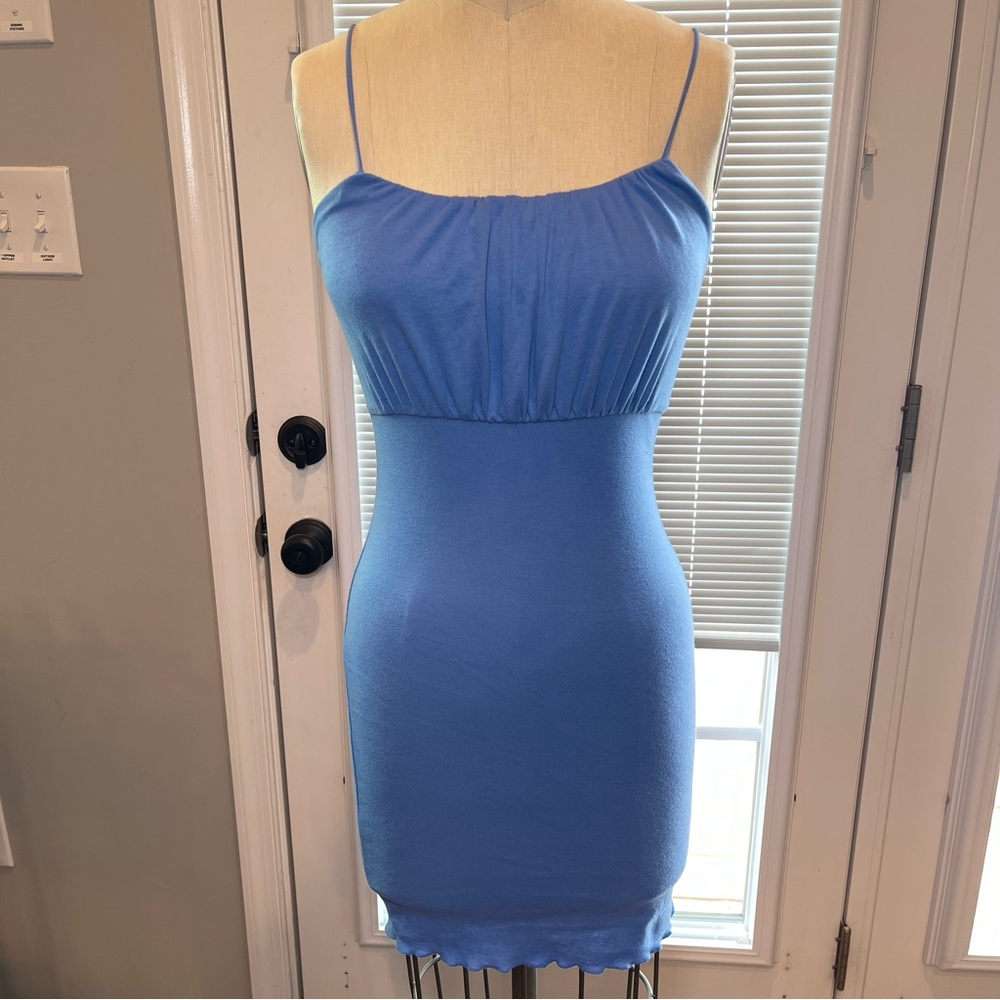 Blue Mini Dress Y2K Bodycon Ruched Strappy Wild Fable S - Picture 2 of 11